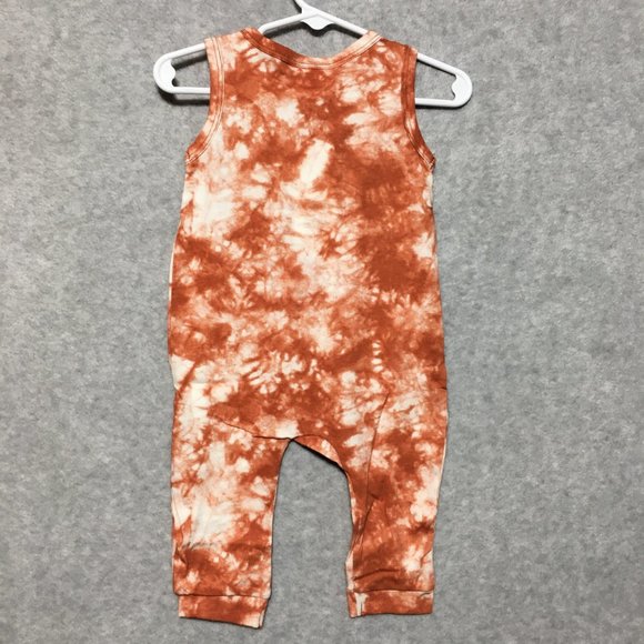 Baby Cat and Jack 3-6 months Copper Tie Dye Henley Romper One Piece - Picture 3 of 7